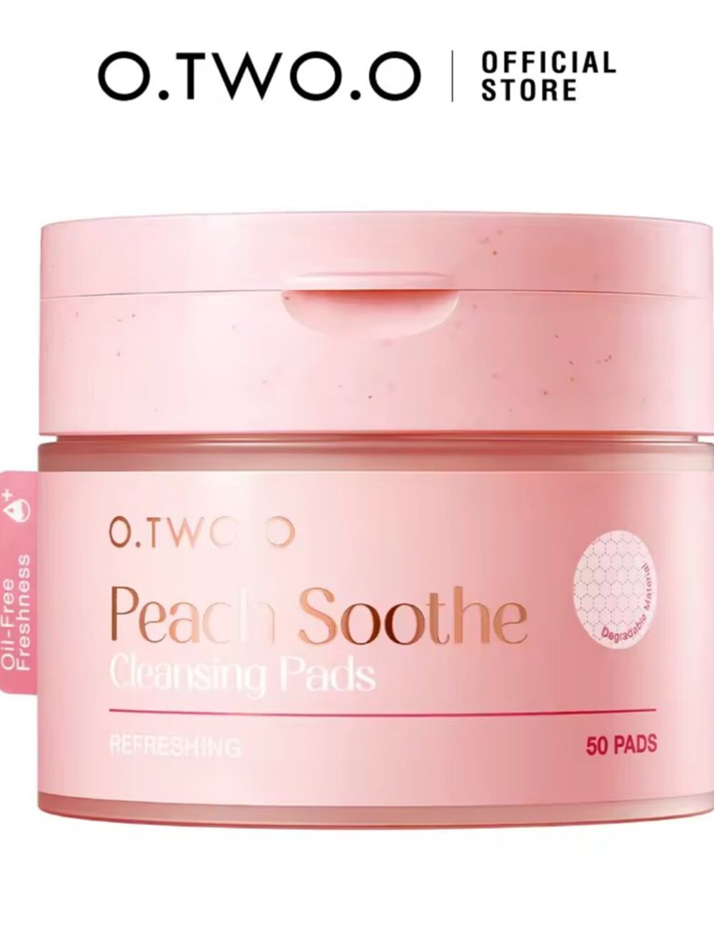 O.TWO.O Peach Soothe Cleansing Pads, 50 Count Makeup Remover Pads